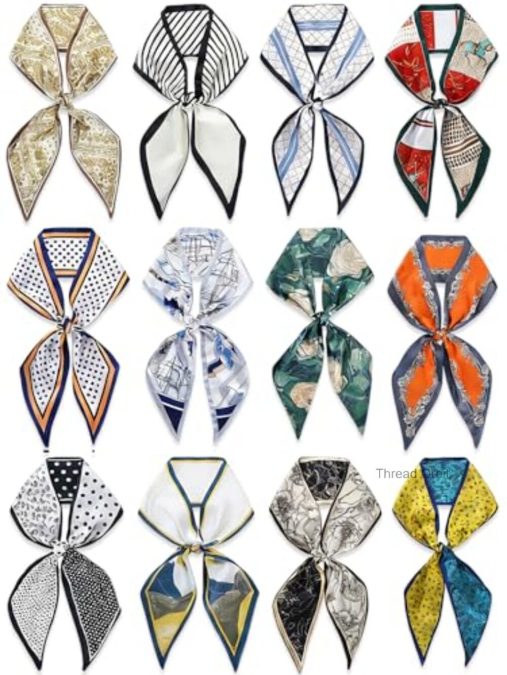 12 Pcs Silk Head Scarf Set 59x5.5 Oblique Satin Long Purse Scarf Skinny